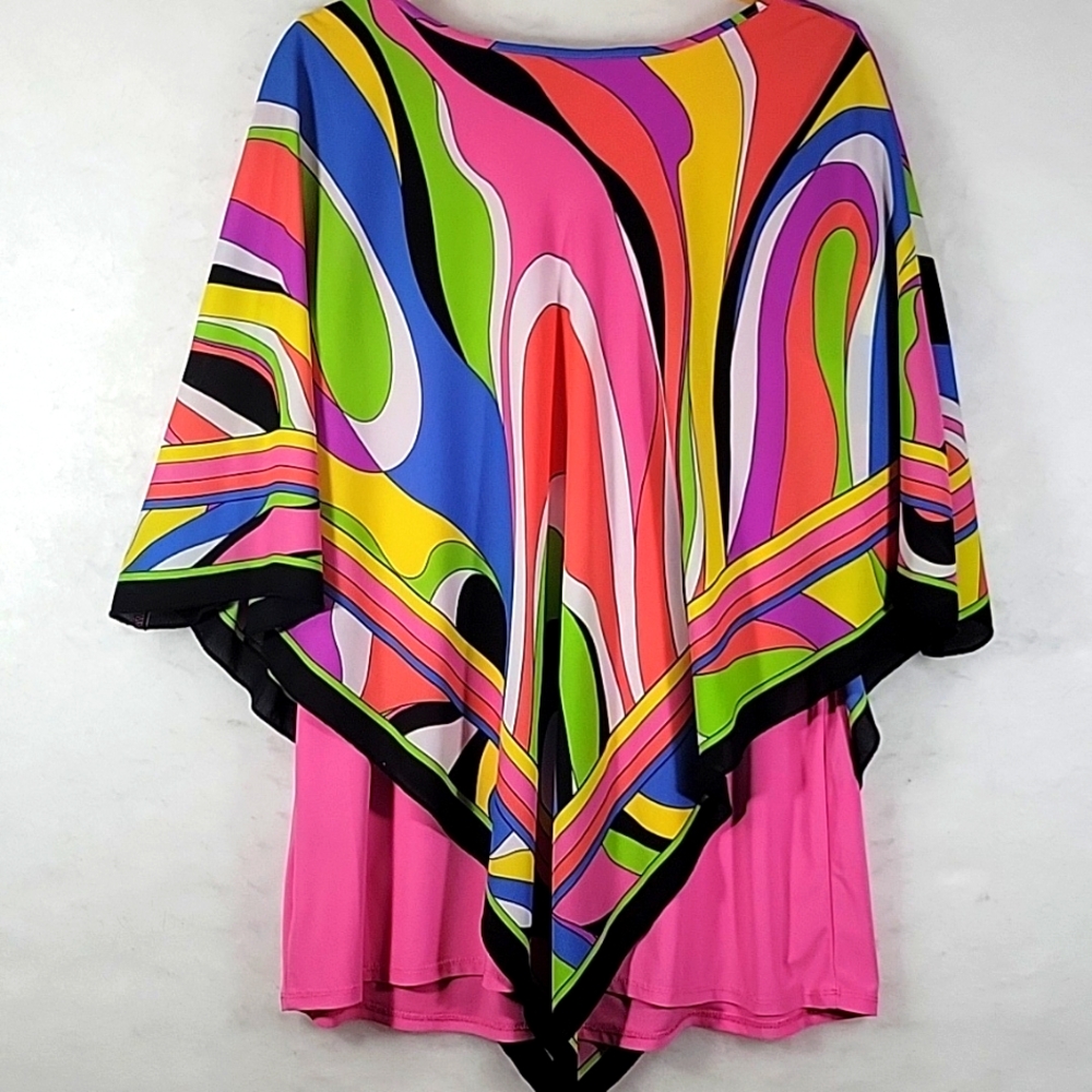 Investments Slim Factor Flowing Contemporary Colorful Top Size M - Picture 7 of 7